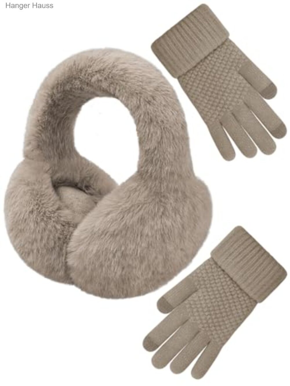 Women's Faux Fur Winter Earmuffs & Touch Screen Gloves Set Warm Adjustable